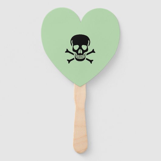 Black Skull green heart hand fans ハンドファン (正面)