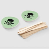 Black Skull green paddle hand fans ハンドファン (組立なし)