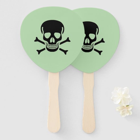 Black Skull green paddle hand fans ハンドファン (正面&裏面)