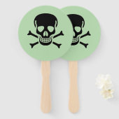 Black Skull green round hand fans ハンドファン (正面&裏面)