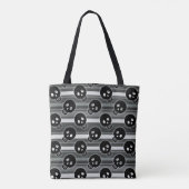 Black Skulls on Black White Stripe Pattern トートバッグ (裏面)