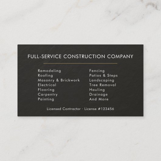 Black Slate Stone Building Construction  名刺 (裏面)