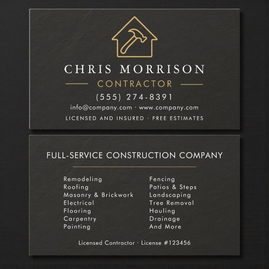 Black Slate Stone Building Construction  名刺