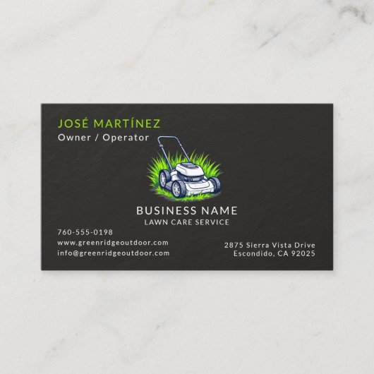 Black Slate Stone Green Lawn Care Service 名刺 (正面)