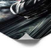Black Sleek Racing Sports Car Drifting #8 ポスター (角)