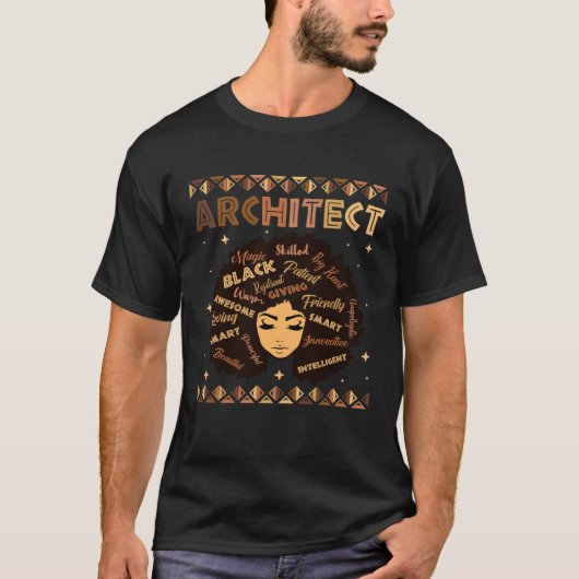 Black Smart Architect Afro Hair Melanin African Am Tシャツ (正面)