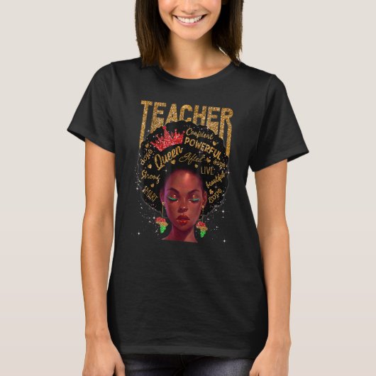 Black Smart Teacher Afro Black History BLM Melanin Tシャツ (正面)