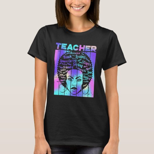 Black Smart Teacher Afro Love Melanin African Amer Tシャツ (正面)
