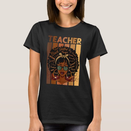 Black Smart Teacher Afro Love Melanin African Amer Tシャツ (正面)