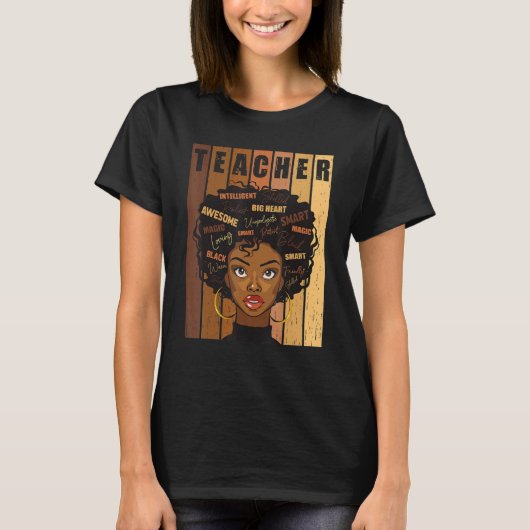 Black Smart Teacher Afro Love Melanin African Amer Tシャツ (正面)