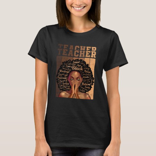 Black Smart Teacher Afro Love Melanin African Amer Tシャツ (正面)