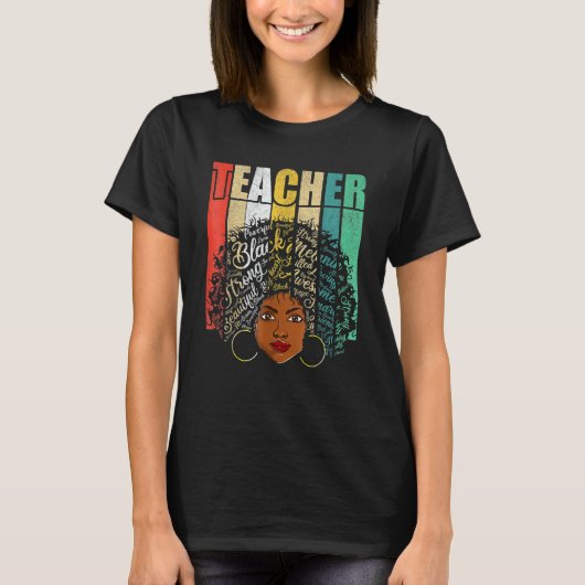 Black Smart Teacher Afro Love Melanin African Amer Tシャツ (正面)
