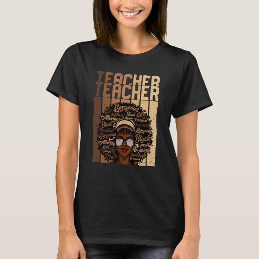 Black Smart Teacher Afro Love Melanin African Amer Tシャツ (正面)