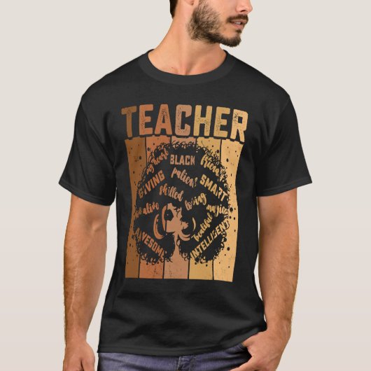 Black Smart Teacher Afro Love Melanin African Amer Tシャツ (正面)