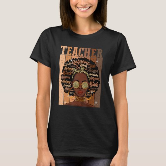 Black Smart Teacher Afro Love Melanin African Amer Tシャツ (正面)