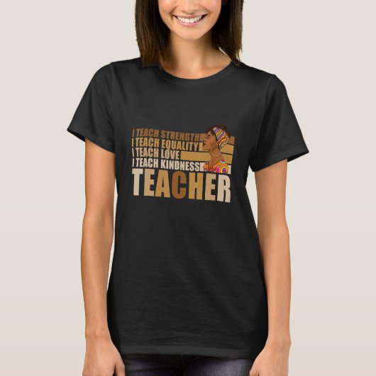 Black Smart Teacher Afro Love Melanin African Amer Tシャツ (正面)