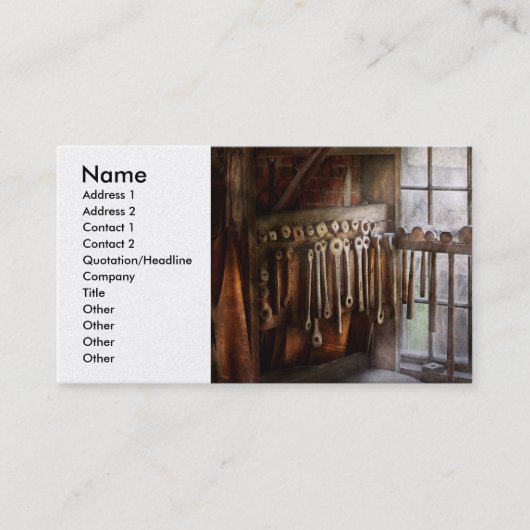 Black Smith – 描画プレートとハンマー 名刺 (正面)