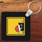 Black Sneaky Santa Cat U.S. Warning Sign キーホルダー (裏面)
