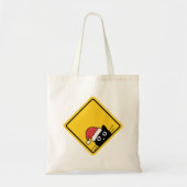 Black Sneaky Santa Cat U.S. Warning Sign トートバッグ (正面)