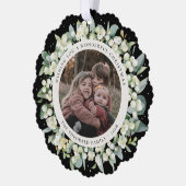 Black Snowberry+Eucalyptus Christmas Wreath Photo  オーナメントカード (左)