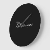 Black solid add name text message here throw pillo ラージ壁時計 (傾斜)