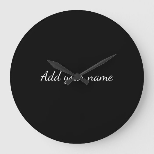 Black solid add name text message here throw pillo ラージ壁時計 (正面)