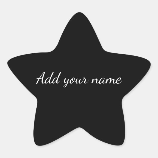 Black solid add name text message here throw pillo 星シール (正面)