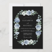 Black Sophisticated Midnight Wedding 招待状 (正面)