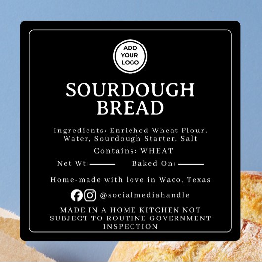 Black Sourdough Ingredient Cottage Law Sticker スクエアシール