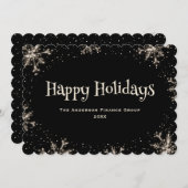 Black Sparkling Snowflakes Corporate Business シーズンカード (正面/裏面)