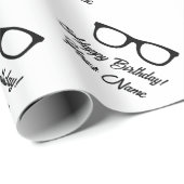 Black spectacles personalized Happy Birthday ラッピングペーパー (ロールコーナー)