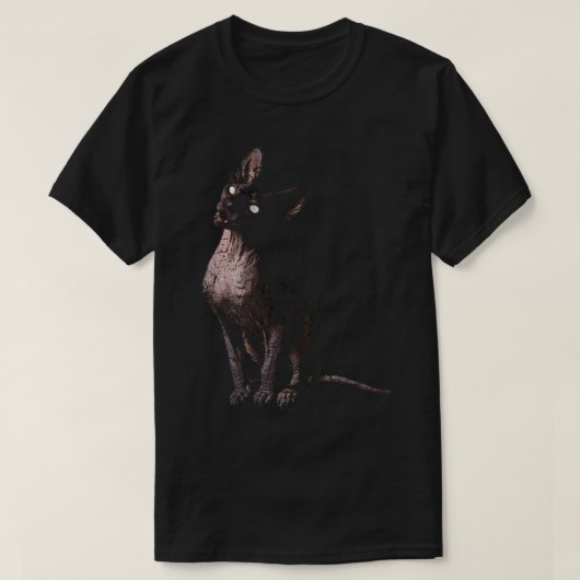 Black Sphynx Cat Goth and Death Metal Tシャツ (デザイン正面)