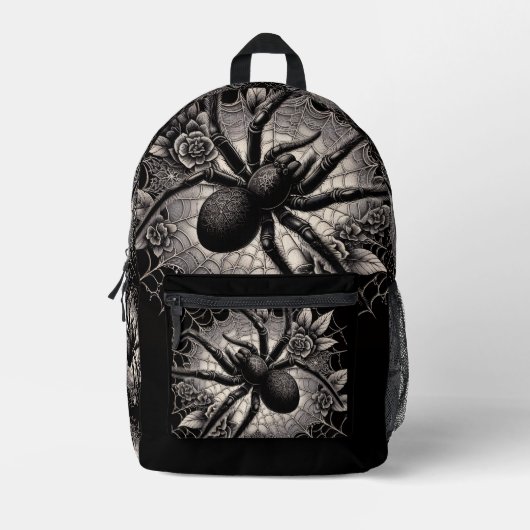Black Spider Backpack プリントバックパック (正面)