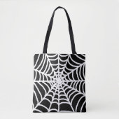 Black Spider Cobweb Happy Halloween トートバッグ (正面)
