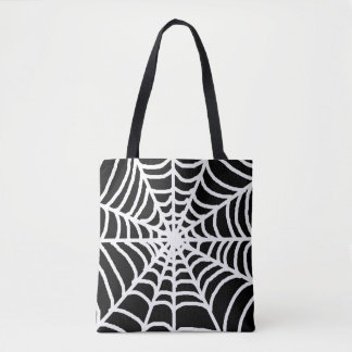 Black Spider Cobweb Happy Halloween トートバッグ