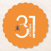 Black  Spider Halloween October 31 party  ペーパーコースター (正面)