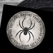 Black spider Halloween return address label ラウンドシール