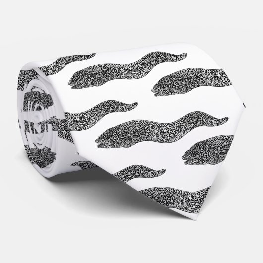 Black spotted moray eel cartoon illustration  ネクタイ (ロール)