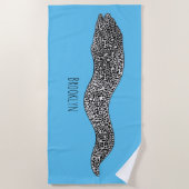 Black spotted moray eel cartoon illustration  ビーチタオル (正面)