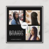 Black Square Braiding Salon 3-Photo Collage QR  スクエア名刺 (正面)