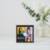 Black Square Braiding Salon 3-Photo Collage QR  スクエア名刺 (スタンド正面)