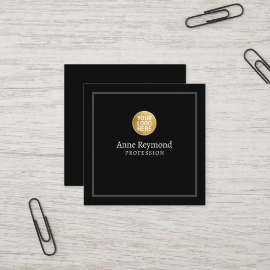 Black Square Business Card with Logo スクエア名刺 (正面/裏面インサイチュ)
