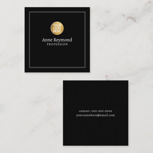 Black Square Business Card with Logo スクエア名刺 (正面/裏面)