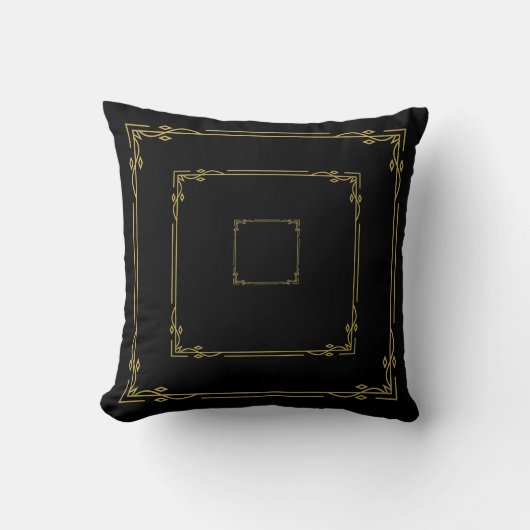 Black Square Cushion | Luxury Boho Home Decor | Cu クッション (正面)