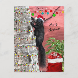 Black Squirrel Christmas Flat Holiday Card シーズンポストカード