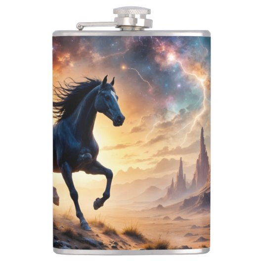Black Stallion in Desert  フラスク (正面)