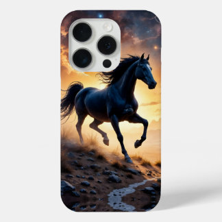 Black Stallion in Desert  iPhone 15 Proケース