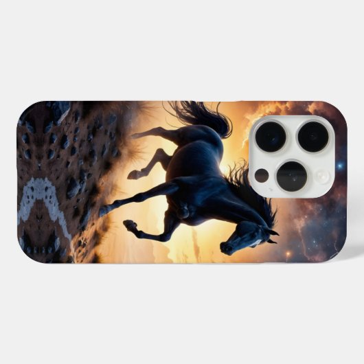 Black Stallion in Desert  Case-Mate iPhoneケース (裏面 (横))