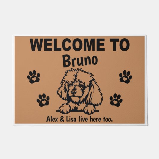 Black Stand PoodlePersonalized Door Mat Doormat  ドアマット (正面)