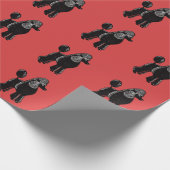 Black Standard Poodles Red Wrapping Paper ラッピングペーパー (角)